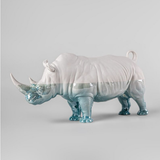 Sculptura din portelan, albastru, Underwater Rhino by Ernest Massuet - LLADRO