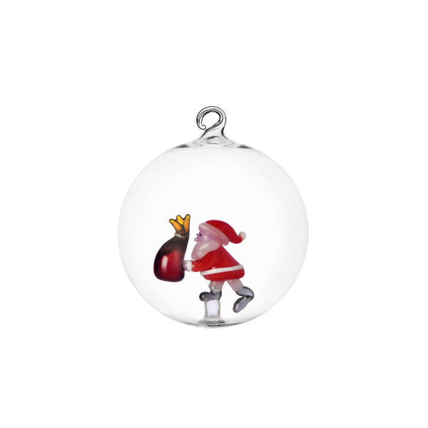 Glob din sticla, Mos Craciun cu sac, 8 cm, Christmas Tales by Alessandra Baldereschi - ICHENDORF