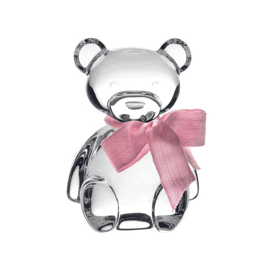 Sculptura din cristal Teddy Bear cu funda roz - VISTA ALEGRE