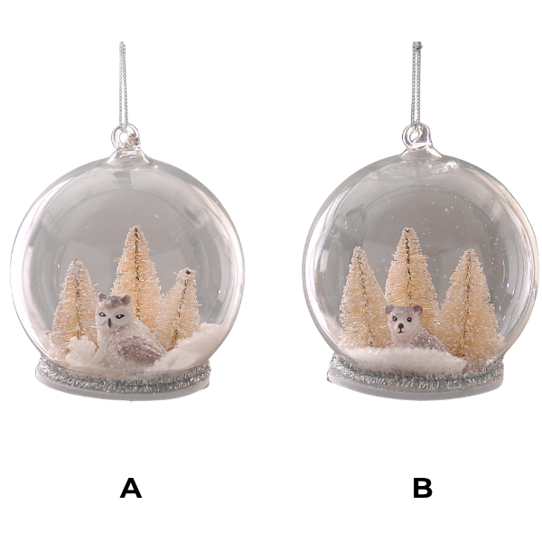 Glob cu led, bufnita/catel, transparent,11.4 cm, Valantin - Simona's Christmas