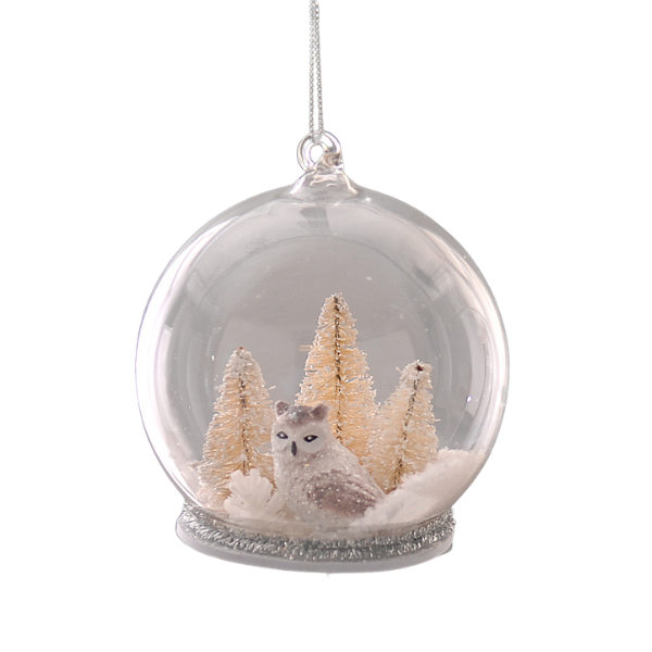 Glob cu led, bufnita/catel, transparent,11.4 cm, Valantin - Simona's Christmas