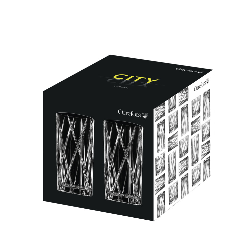 Set 4 pahare inalte, 370 ml, City by Martti Rytkonen - ORREFORS