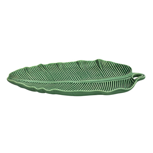 Platou ceramic frunza de banan, 39 cm, Folhas - BORDALLO PINHEIRO