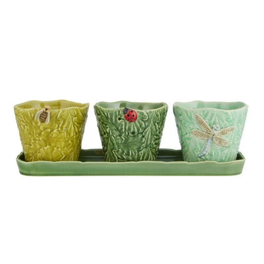 Set 3 ghivece ceramice, Garden of Insects Flying - BORDALLO PINHEIRO