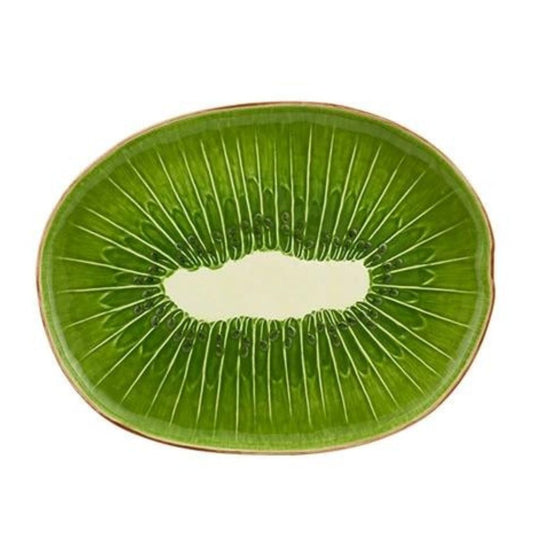 Platou oval, 40 cm, Frutos Tropicais Kiwi - BORDALLO PINHEIRO