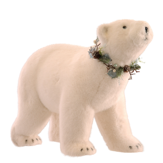Decoratiune urs polar cu coronita, alb, 65x50 cm - Simona's Christmas