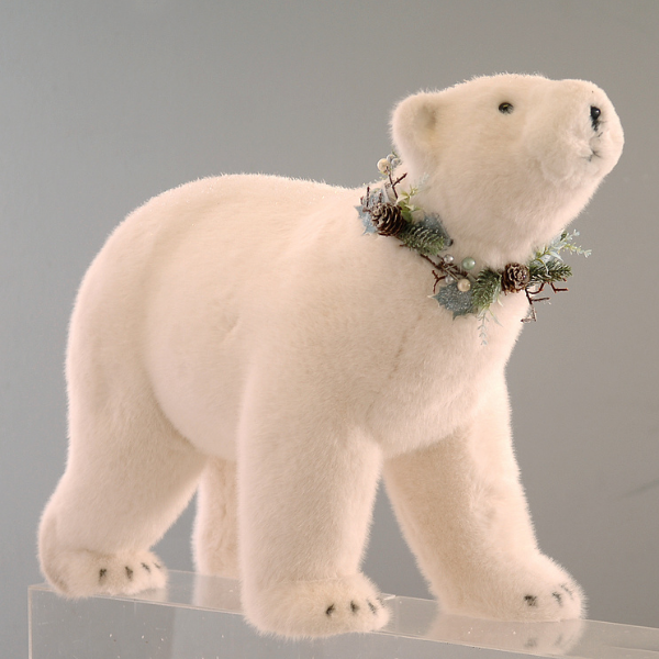 Decoratiune urs polar cu coronita, alb, 65x50 cm - Simona's Christmas