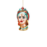 Glob din sticla Moor Sicily, turcoaz/rosu, 15 cm - SIMONA'S Christmas