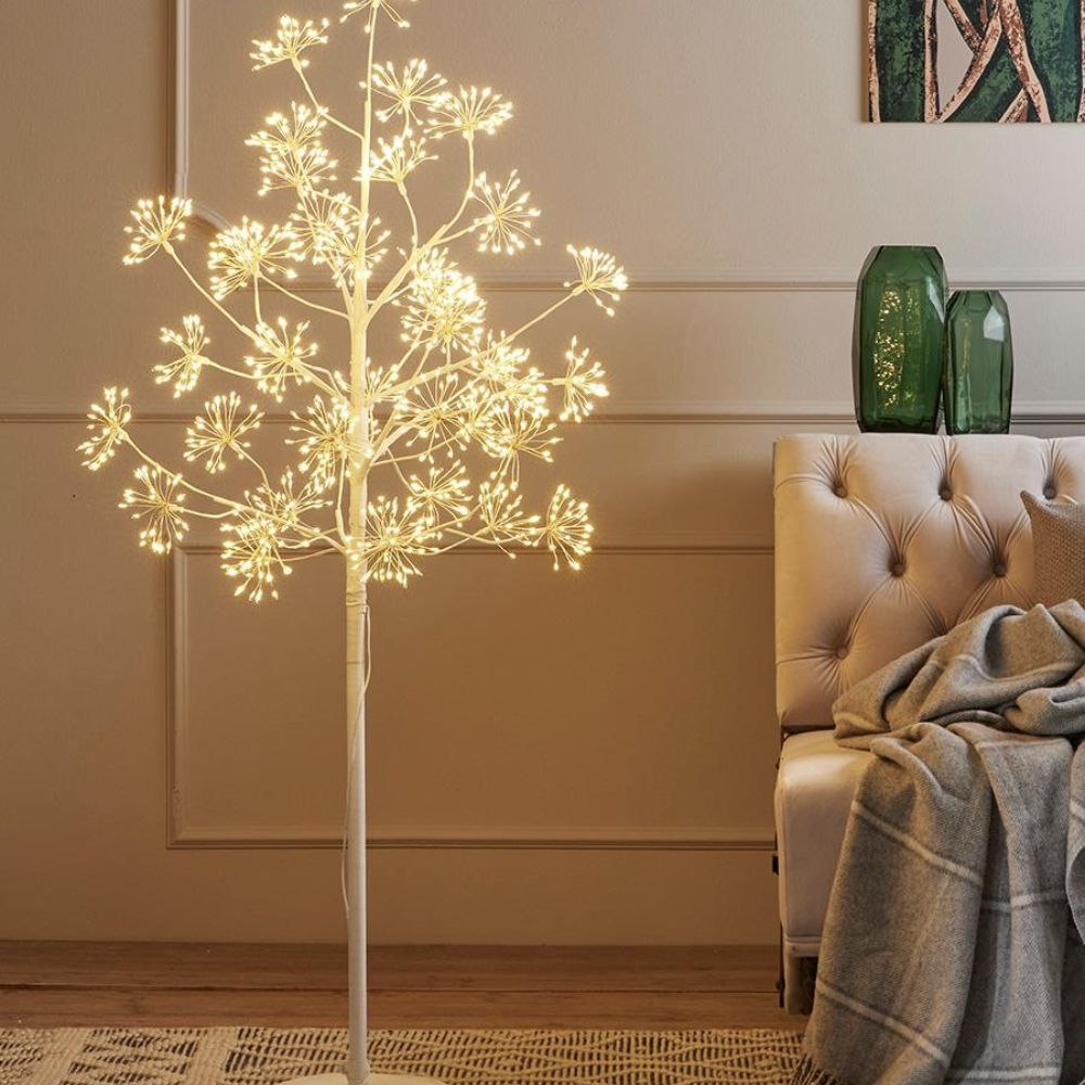 Copac decorativ floare cu leduri, alb, 150 cm - SIMONA'S Christmas