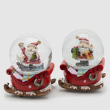 Glob de zapada Sanie cu Mos Craciun, rosu, 15 cm - SIMONA'S Christmas