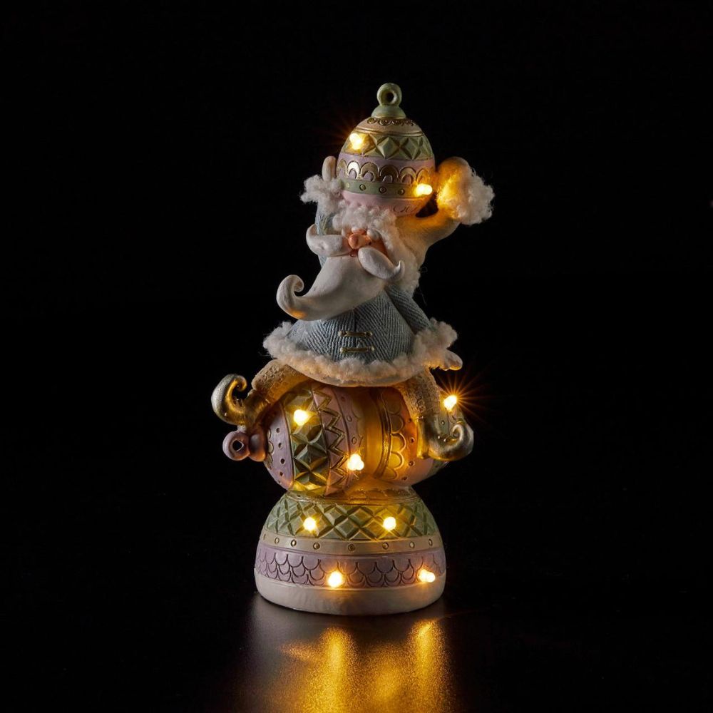 Decoratiune Mos Craciun cu leduri, roz-verde, 26 cm - SIMONA'S Christmas