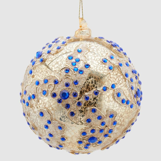 Glob din sticla Vivienne Jewels, auriu-albastru, 12 cm - SIMONA'S Christmas