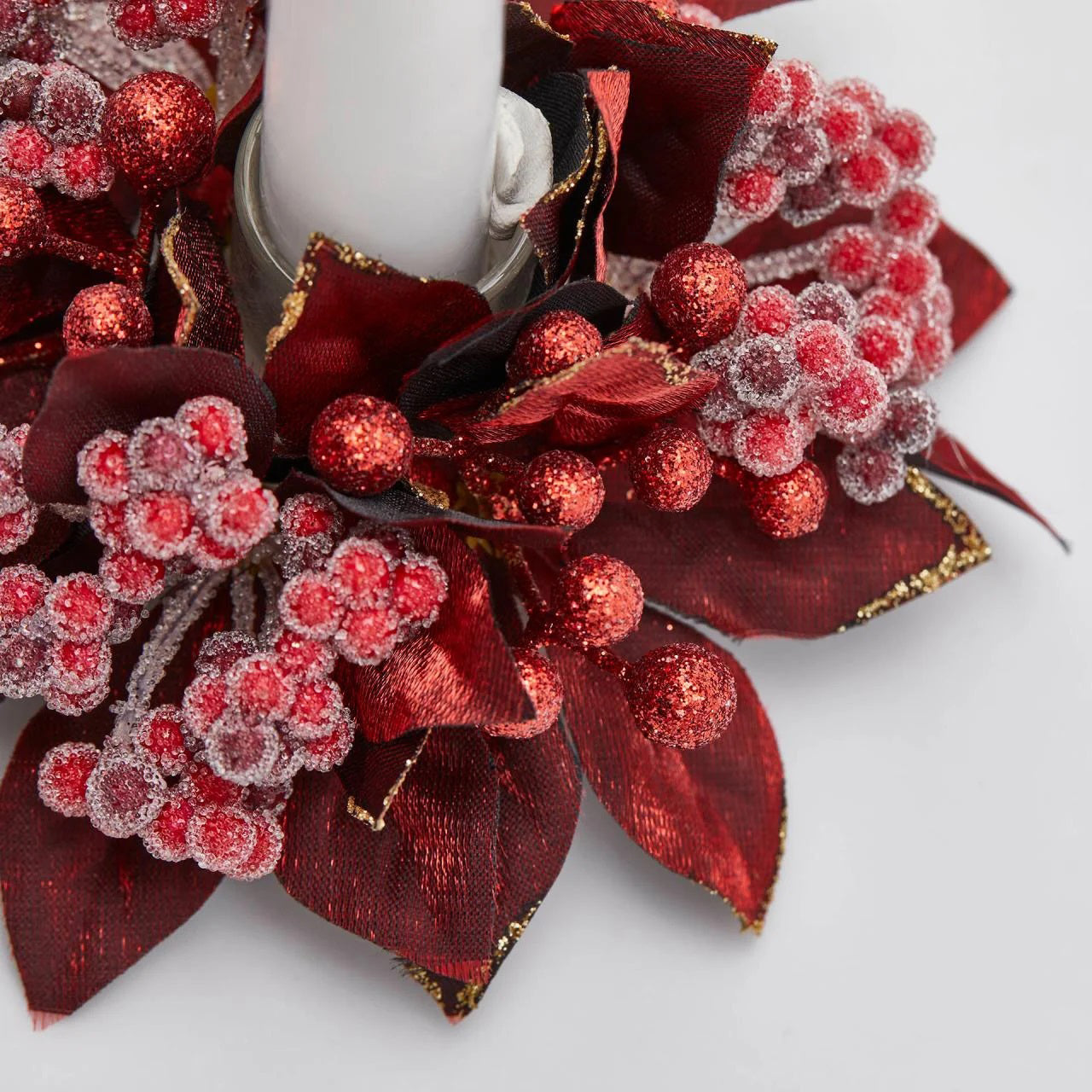 Coronita decorativa Berries pentru lumanare,burgundy, 13 cm -SIMONA's Christmas