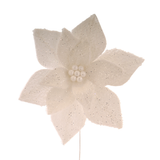 Floare decorativa Craciunita, alb, 60 cm, Madlaina - Simona's Christmas