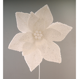 Floare decorativa Craciunita, alb, 60 cm, Madlaina - Simona's Christmas