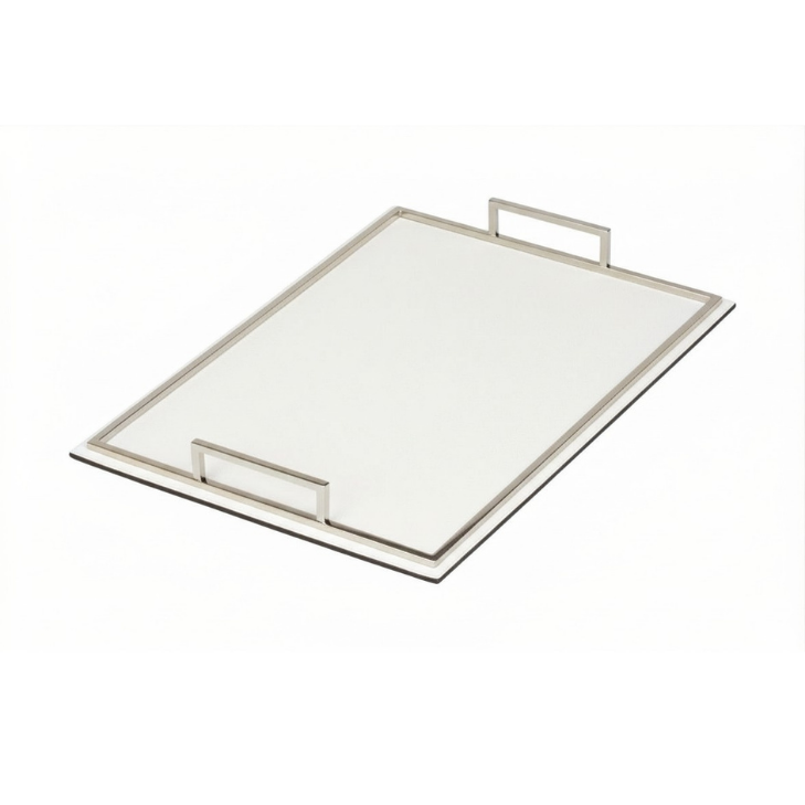 Tava decorativa din piele, alb, 28.5x38.5 cm, Defile - Giobagnara