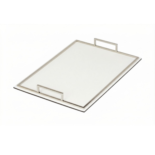 Tava decorativa din piele, alb, 28.5x38.5 cm, Defile - Giobagnara