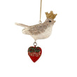 Ornament pasare cu inima, crem-rosu, 10 cm - SIMONA'S Christmas