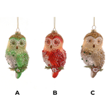 Ornament pentru brand bufnita rosu/verde/auriu, 13cm  - Simona's Christmas