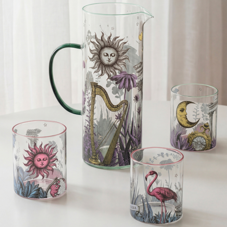 Set 6 pahare pentru apa, sticla, 370 ml, Allegria - BACI MILANO