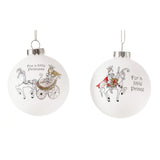 Glob din sticla Little Print/Printesa, alb, 8 cm - SIMONA'S Christmas