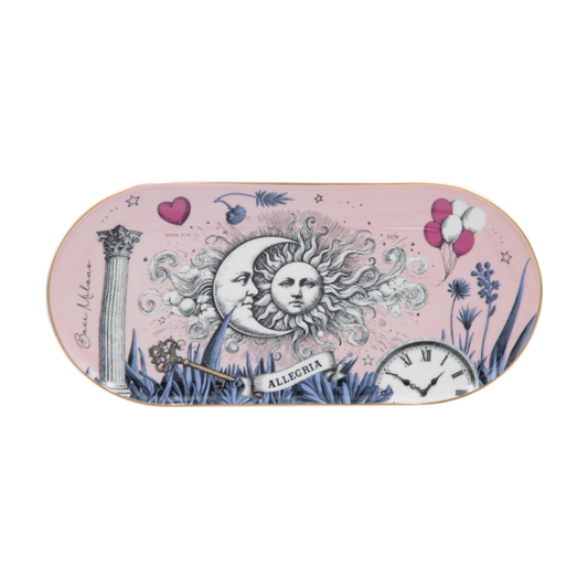 Platou oval, portelan, roz, 32 x 15 cm, Allegria - BACI MILANO