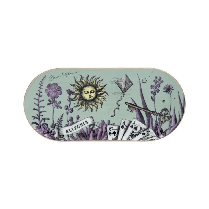 Platou oval, portelan, verde, 25 x 11.5cm, Allegria - BACI MILANO