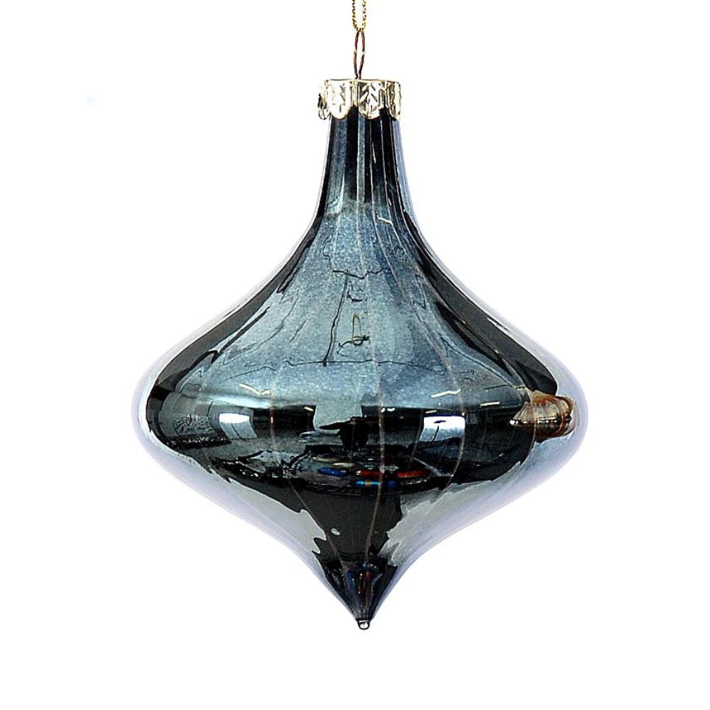 Glob din sticla Finial, albastru, 12 cm - SIMONA'S Christmas