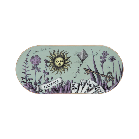 Platou oval, portelan, verde, 25 x 11.5cm, Allegria - BACI MILANO