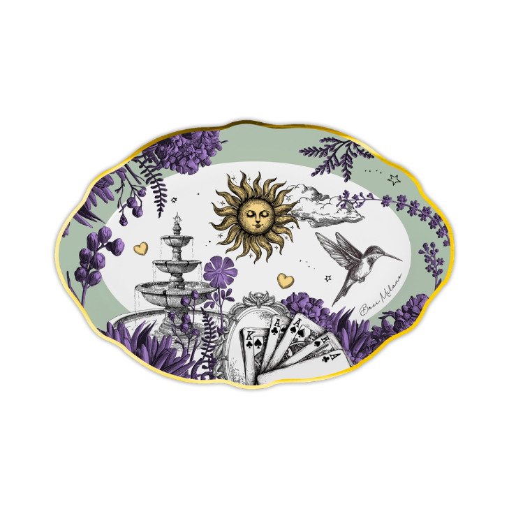 Platou oval, verde, 35 x 24 cm, Allegria - BACI MILANO