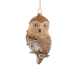 Ornament pentru brand bufnita rosu/verde/auriu, 13cm  - Simona's Christmas