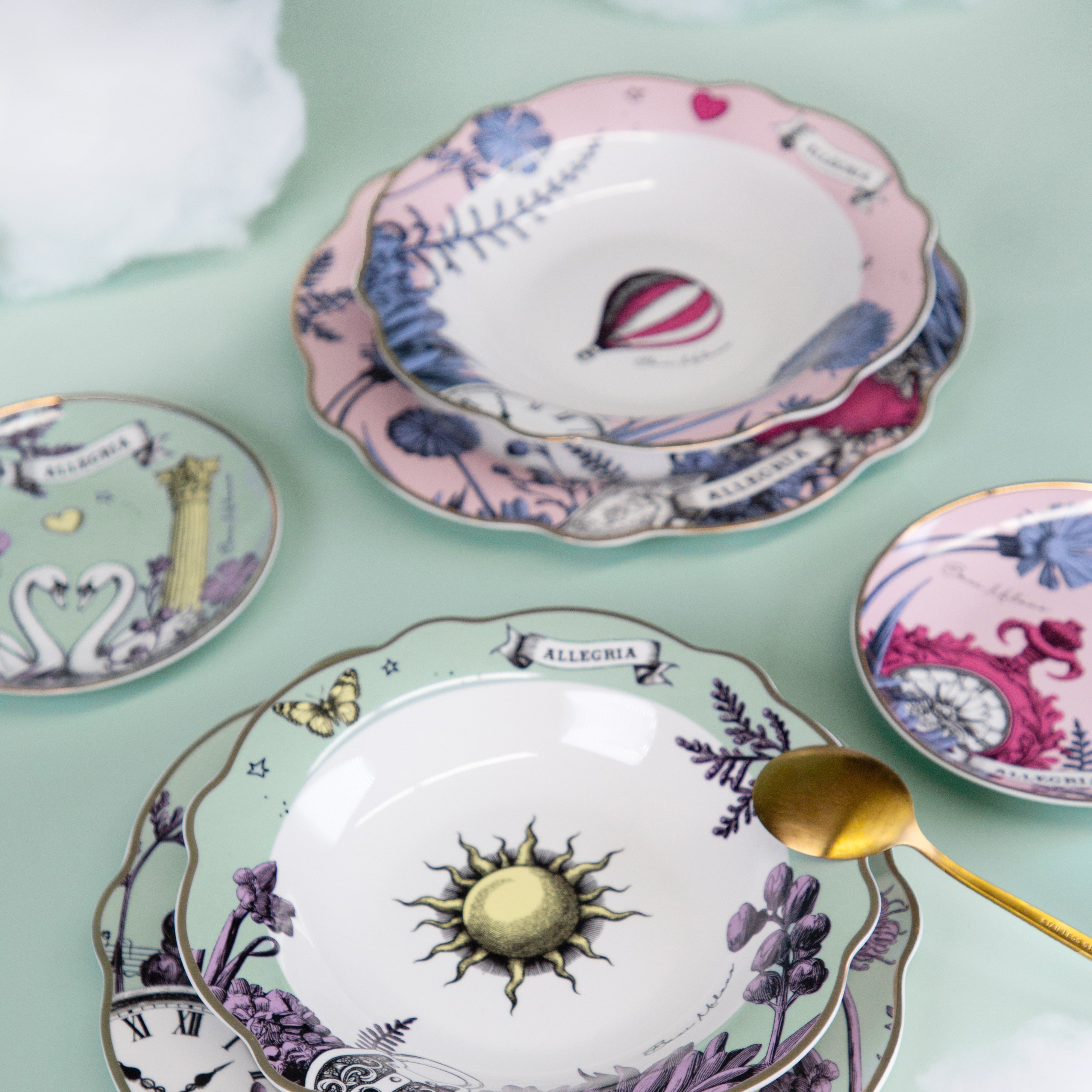 Set 6 farfurii pentru desert, portelan, 21 cm, Allegria - BACI MILANO