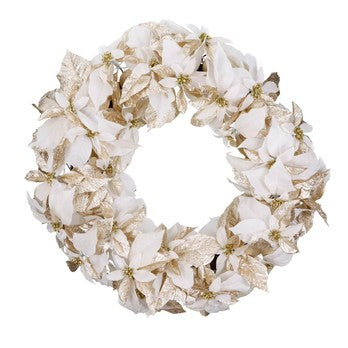 Coronita decorativa, alb, 76 cm, Poinsettia  - Simona's Christmas