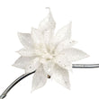 Floare decorativa Craciunita Sclipici, alb, 8 cm - SIMONA'S Christmas