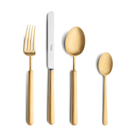 Set tacamuri din otel inoxidabil, 24 piese, Bali Matte Gold - CUTIPOL