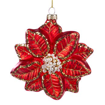 Ornament pentru brad craciunita, rosu, 14 cm, Sparkly - Simona's Christmas