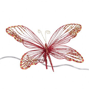Ornament pentru brad, fluture, rosu, 39 cm, Gabin  - Simona's Christmas