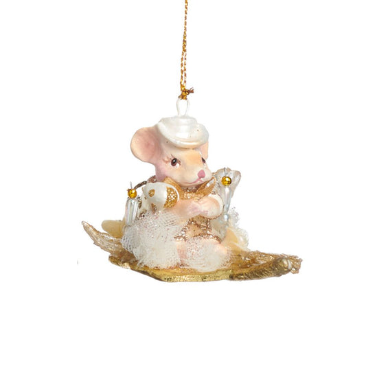 Ornament soricel Willow pe frunza, auriu, 7 cm - SIMONA'S Christmas