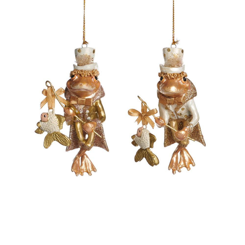 Ornament broasca pescar Willow, auriu, 11.5 cm - SIMONA'S Christmas