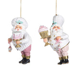 Ornament Mos bucatar cu prajitura, tort/briosa, alb-roz, 14.5 cm - SIMONA'S Christmas
