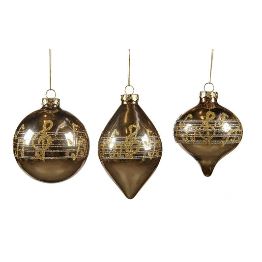 Glob din sticla cu note muzicale, sampanie, 10 cm - SIMONA'S Christmas