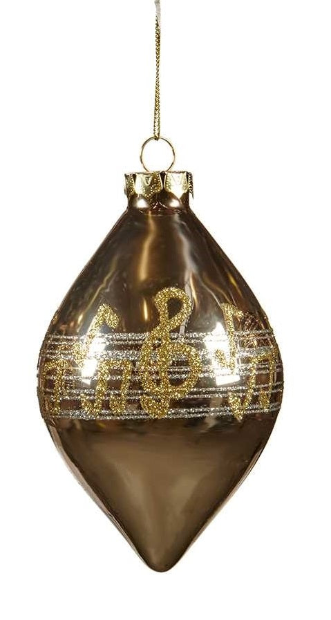 Glob din sticla cu note muzicale, sampanie, 10 cm - SIMONA'S Christmas