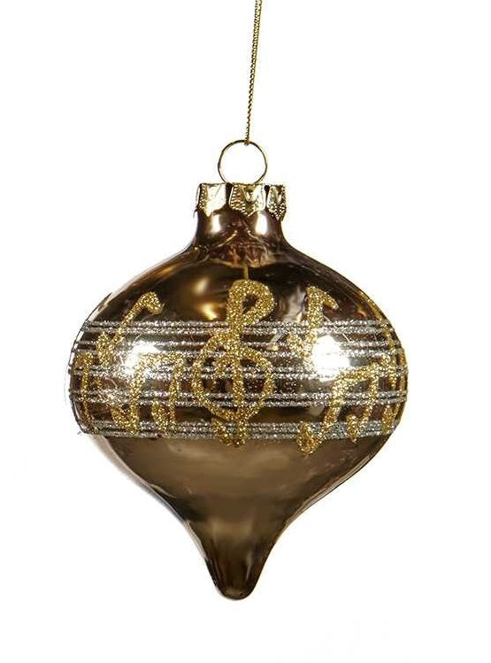 Glob din sticla cu note muzicale, sampanie, 10 cm - SIMONA'S Christmas