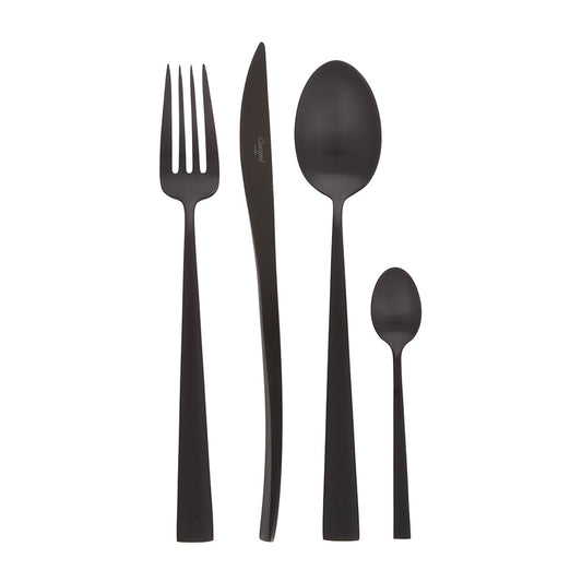 Set tacamuri din otel inoxidabil, 24 piese, Duna Matte Black - CUTIPOL