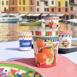 Ceasca pentru espresso si farfurie Palm tree, portelan, Dolce Vita - BACI MILANO