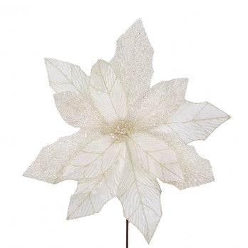 Floare decorativa, Craciunita, alb, 50 cm, Selene  - Simona's Christmas