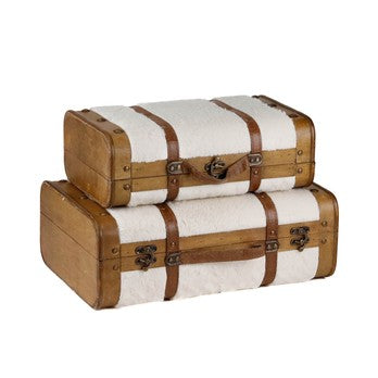 Set 2 decoratiuni valiza, crem, 45 cm, Magic Box - Simona's Christmas