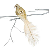 Pasare din dantela cu pene si clip, crem, 30 cm - SIMONA'S Christmas