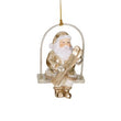 Ornament pentru brad, Mos Craciun pe leagan, auriu, 8 cm - Simona's Christmas