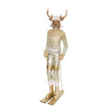 Decoratiune Skiing Reindeer, auriu, 48.5 cm - Simona's Christmas